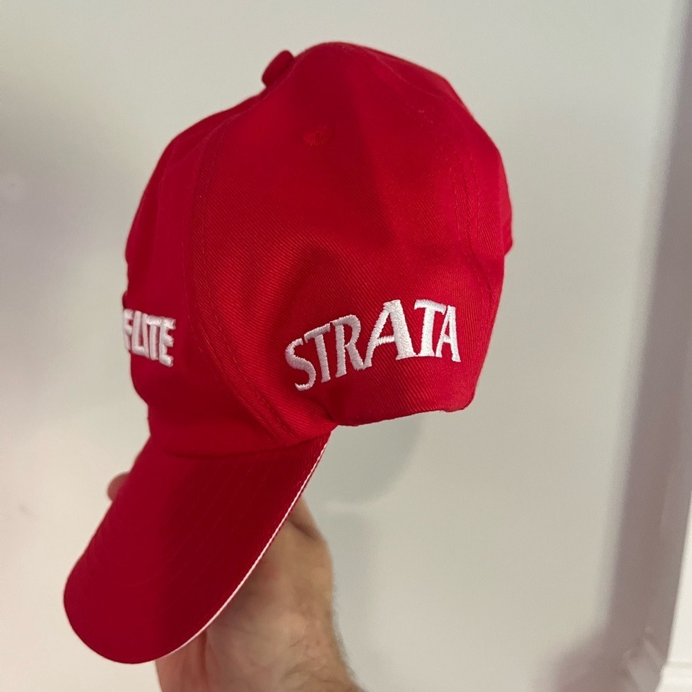 Top Flite Strata Golf Hat Cap Red Embroidered Spellout Adjustable Strapback Men‎ - Picture 6 of 7